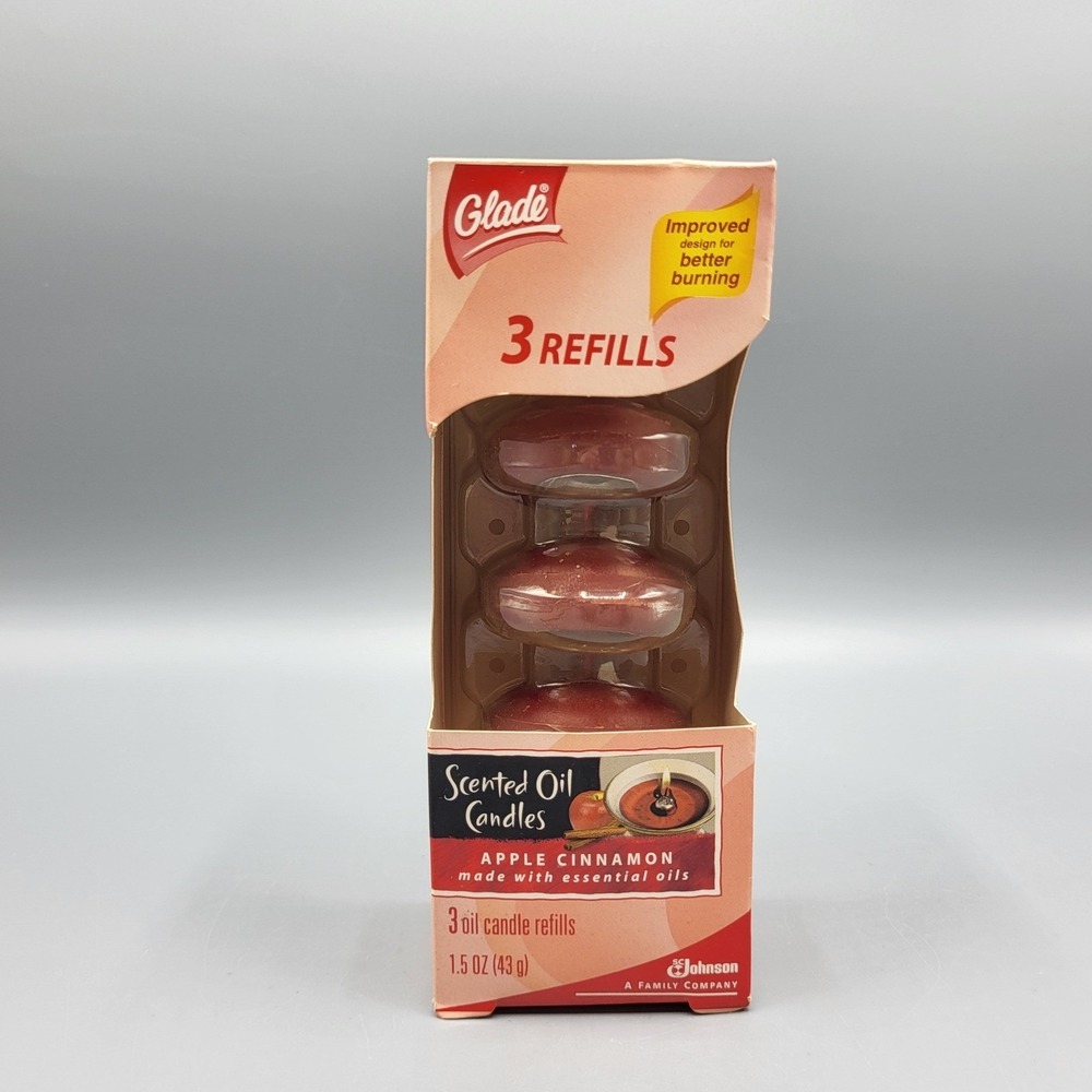 Glade Scented Oil Candle Refills 3ct Apple Cinnamon Red 1.5oz 43g